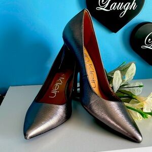 Calvin Klein 3 inch stiletto heels deep silver color. Size 7 1/2.